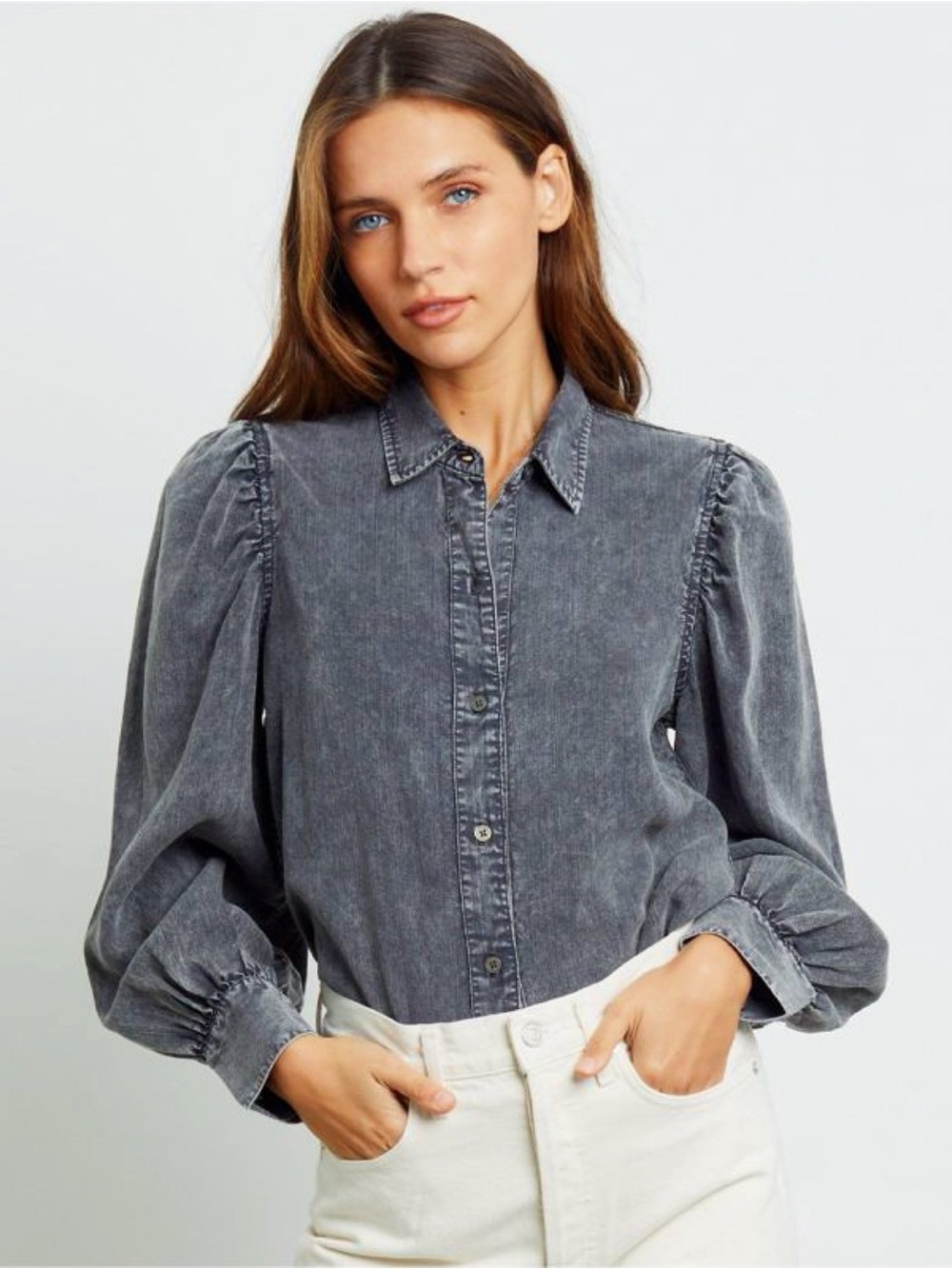 RAILS Black Acid Wash Long Sleeve Boho Blouse Size Large - Picture 2 of 9